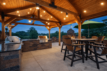 Patio with bbq and seating